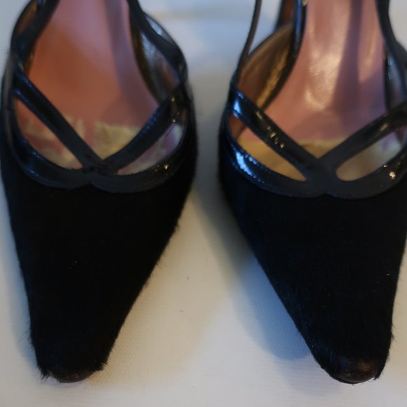 Womens D&G Dolce & Gabbana Black Pointy Leather Slingbacks 38.5 US/8.5 * - Picture 4 of 16
